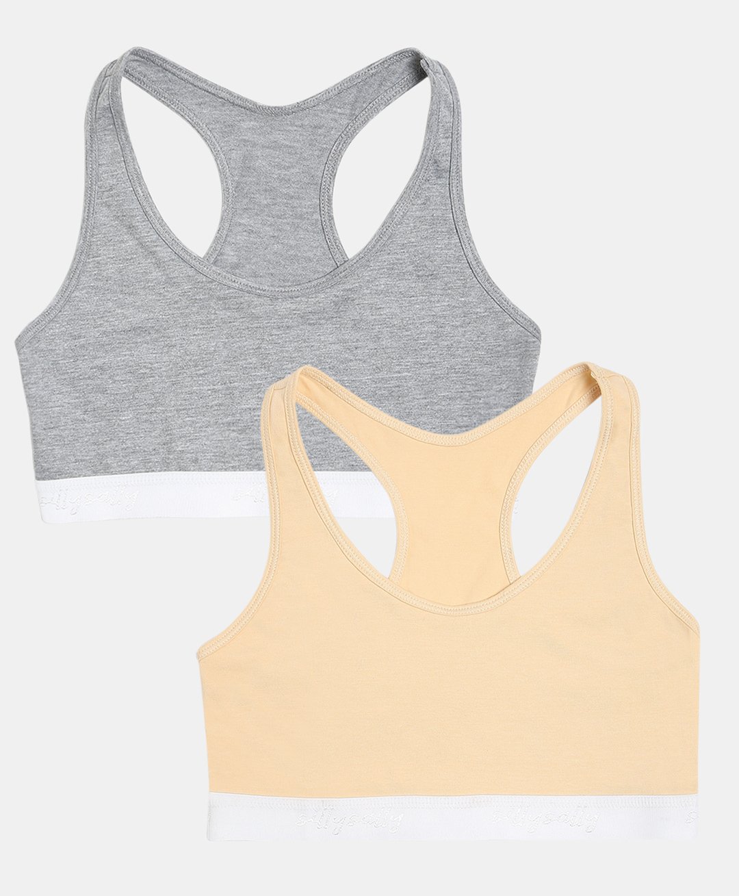 SillySally Pack of 2 Solid Non Padded Non Wired Training Bra - Grey Beige-picture-40