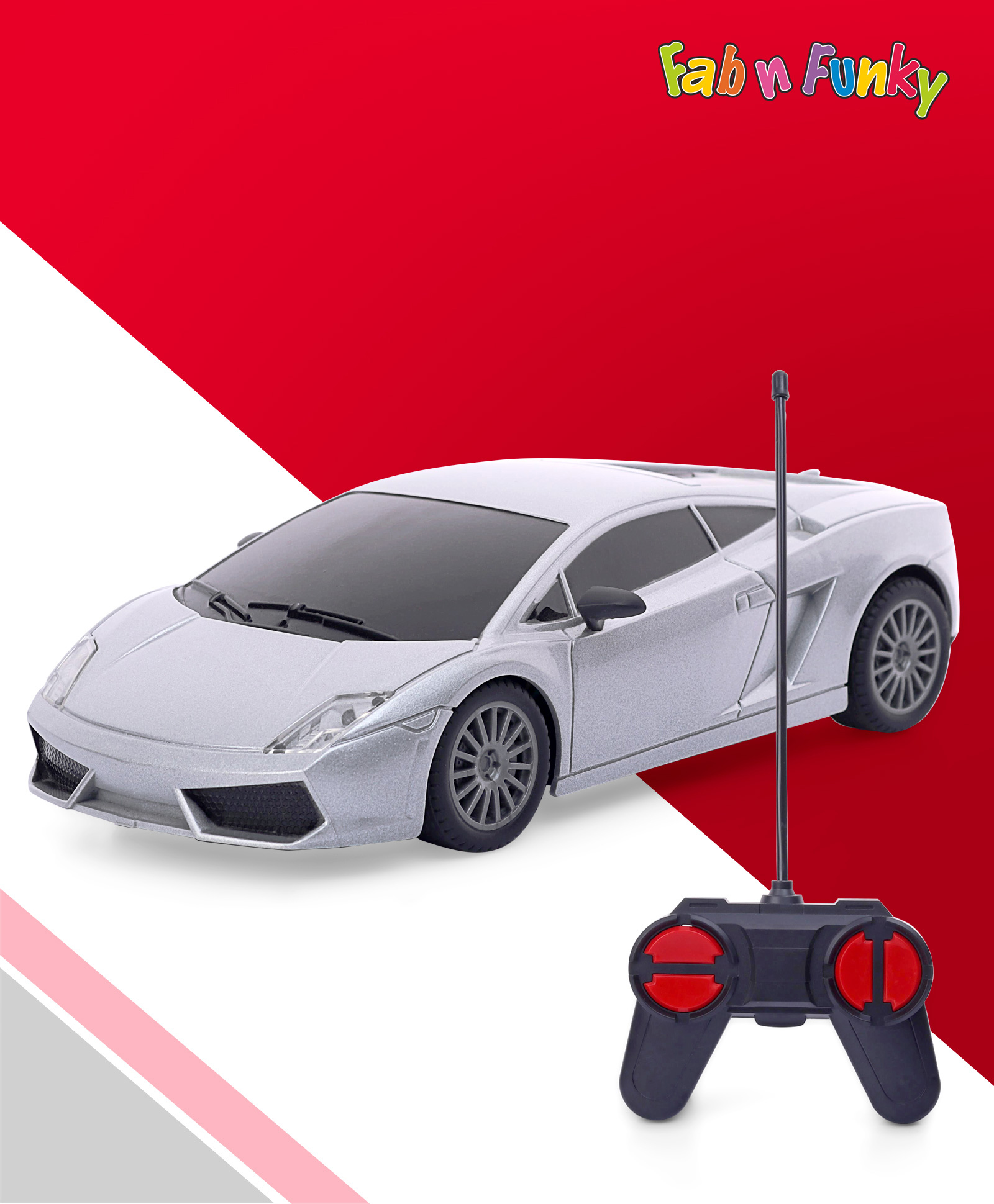 Remote Control Sports High Speed Rechargeable Mini Racing Car With Flashing Headlight Scale 1:24 - Silver