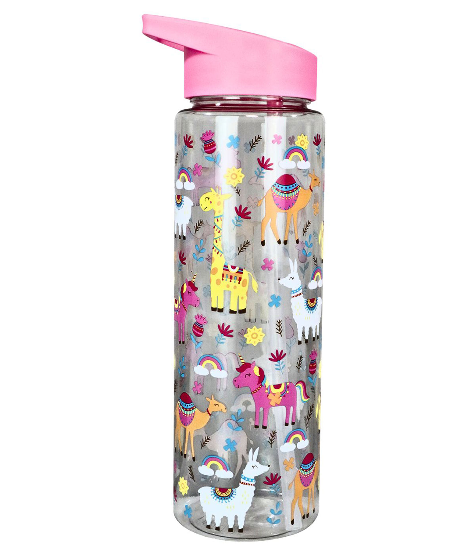 SmilyKiddos Sipper Water Bottle With Flip Top Nozzle Lama Theme Pink - 750 ml-image-21