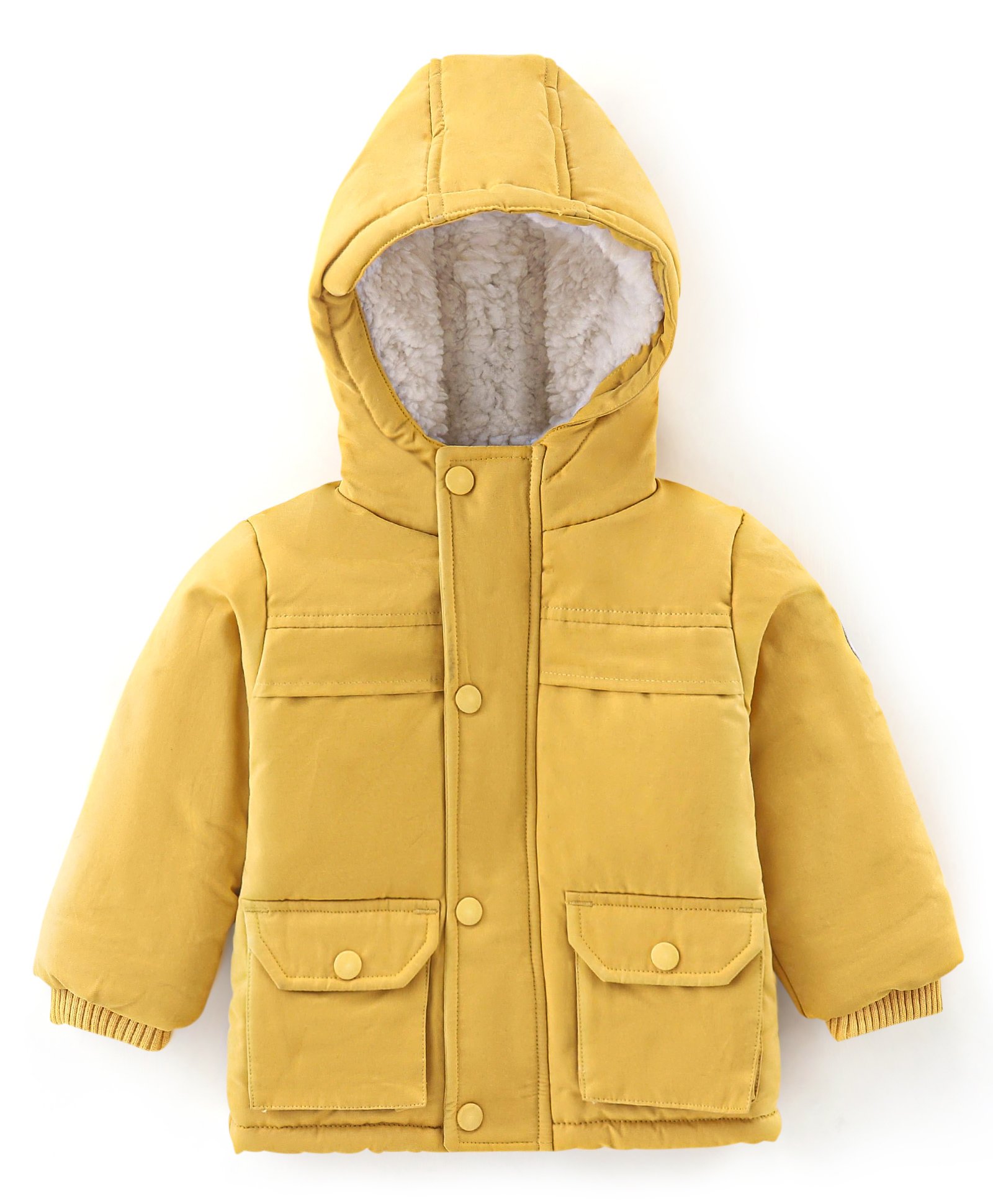 Babyhug Full Sleeves Hooded & Padded Jacket Solid- Mustard-picture-18