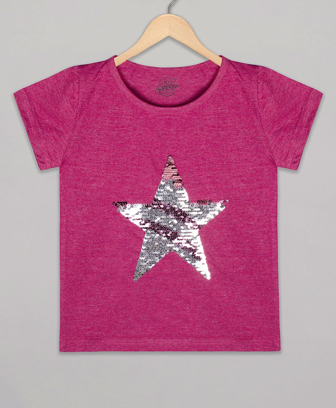 The Sandbox Clothing Co Half Sleeves Star Sequins Embellished Tee - Pink-image-45