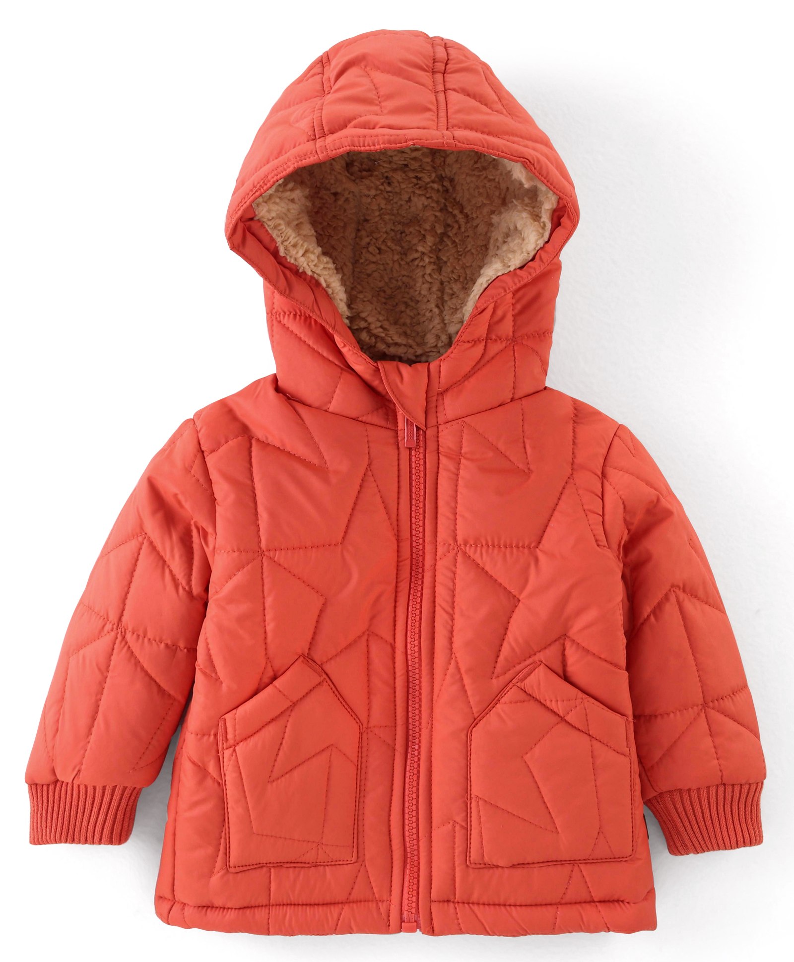 Babyhug Woven Full Sleeves Solid Color Hoodie - Orange-picture-13