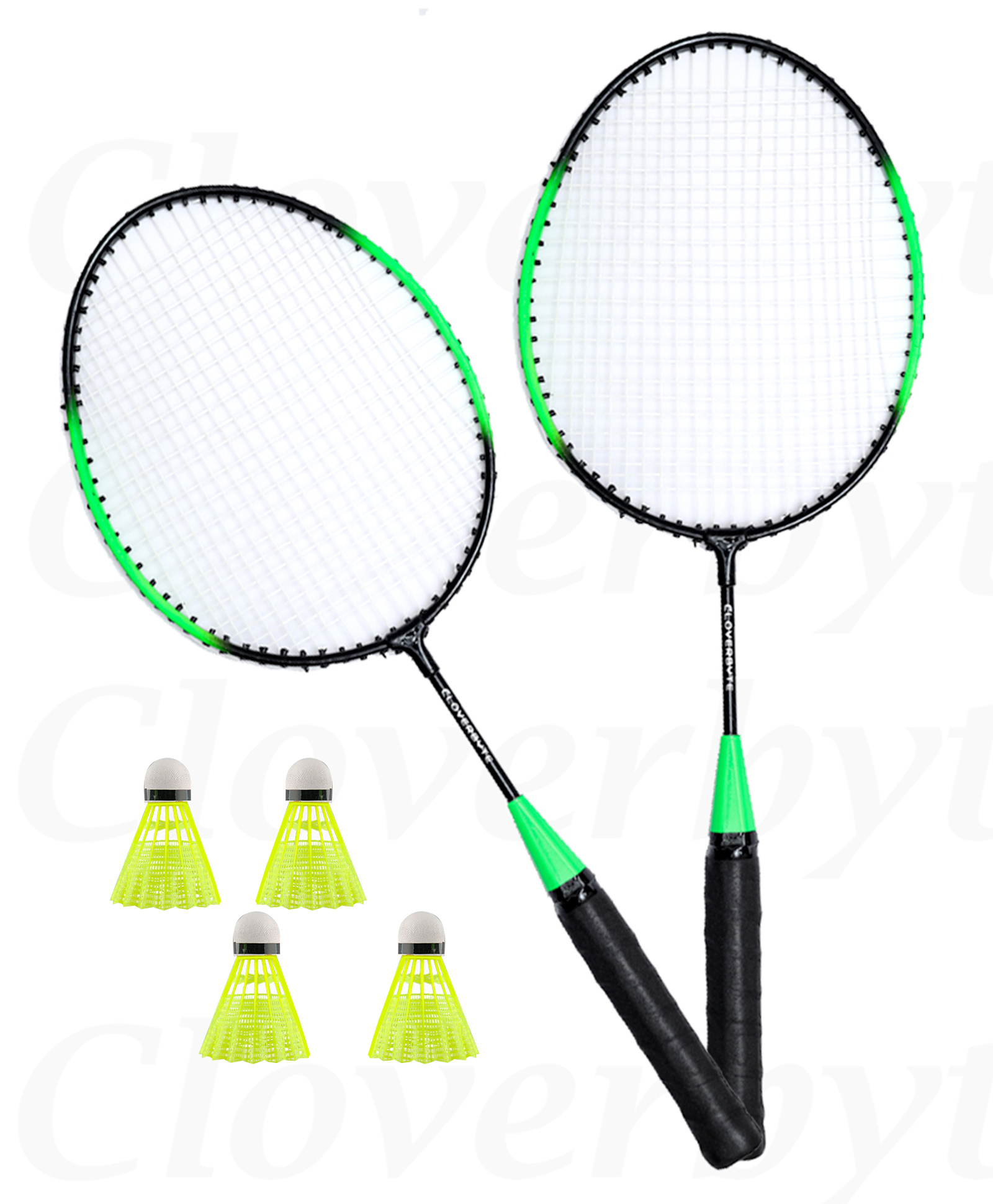 CLOVERBYTE Exotic Kids Racket Set With 4 Shuttlecock - Green Black-image-1