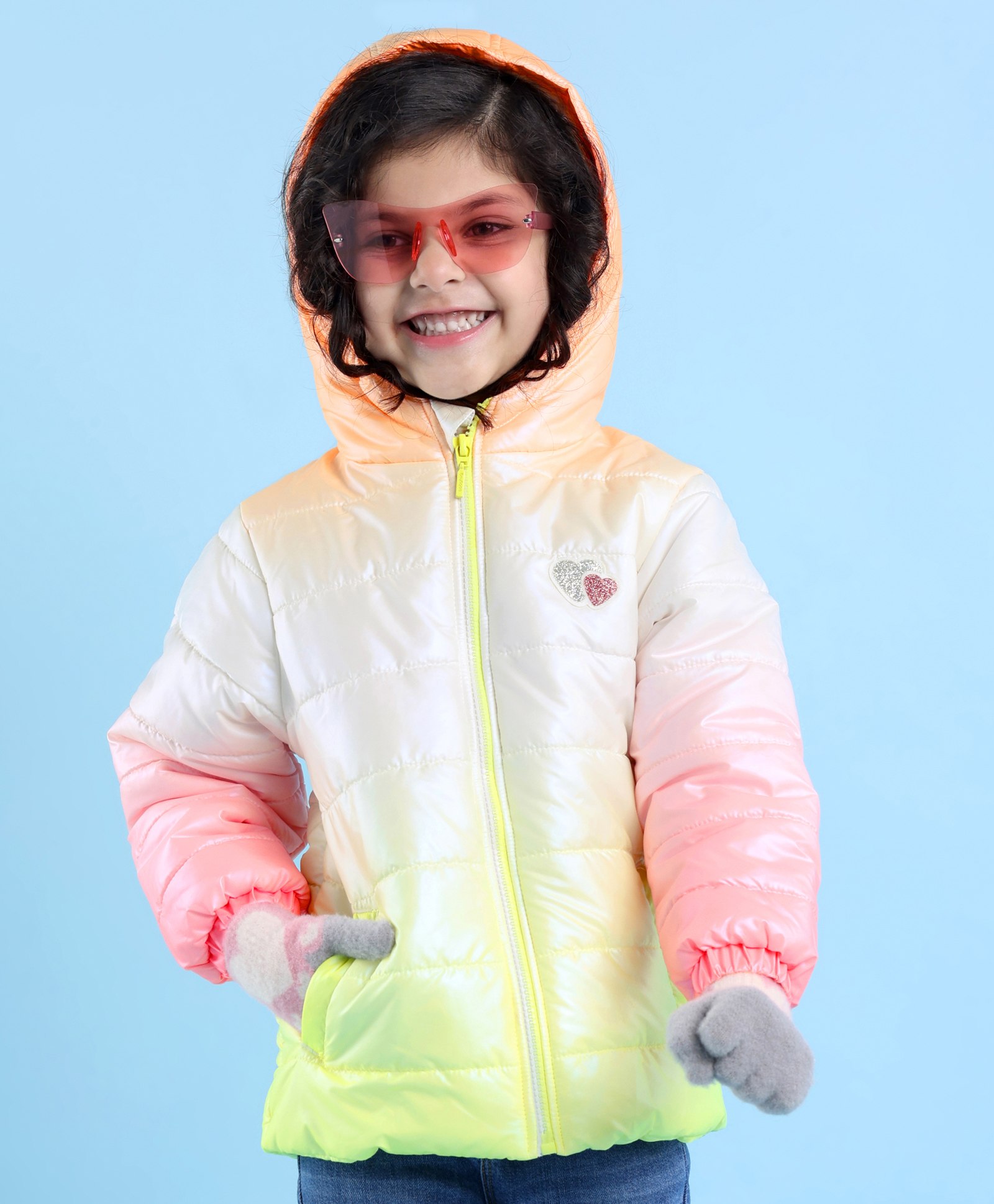 Babyhug Full Sleeves Hooded Jacket with Heart Patch - Pink-image-15