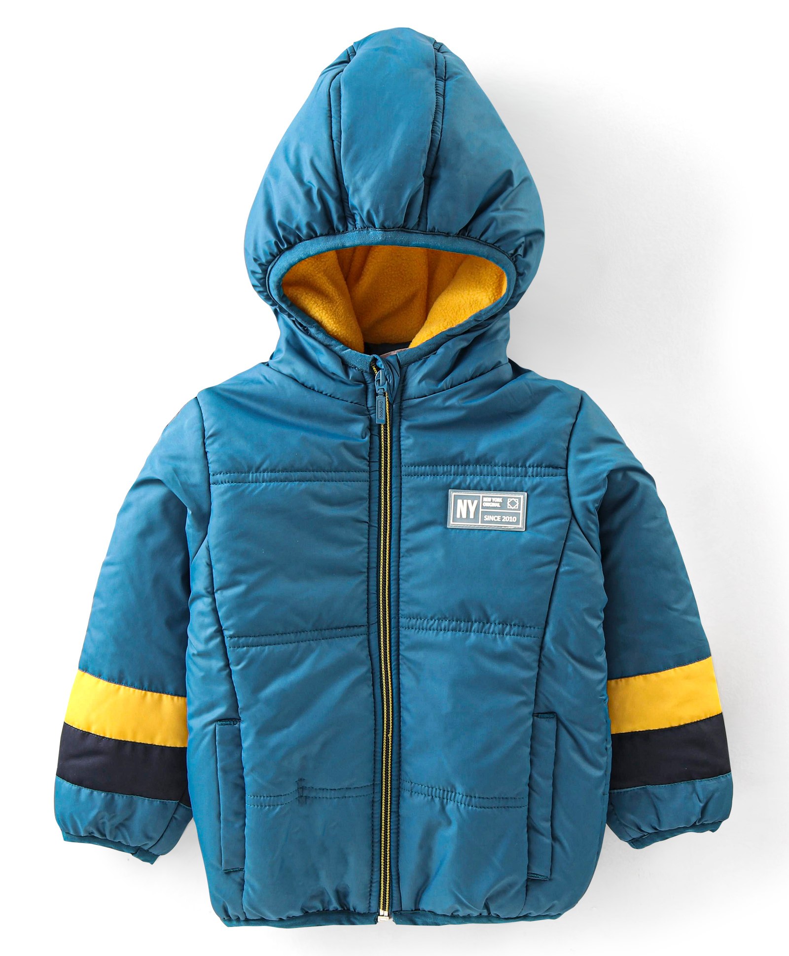 Babyhug Full Sleeves Hooded & Padded Jacket Solid- Teal-image-32