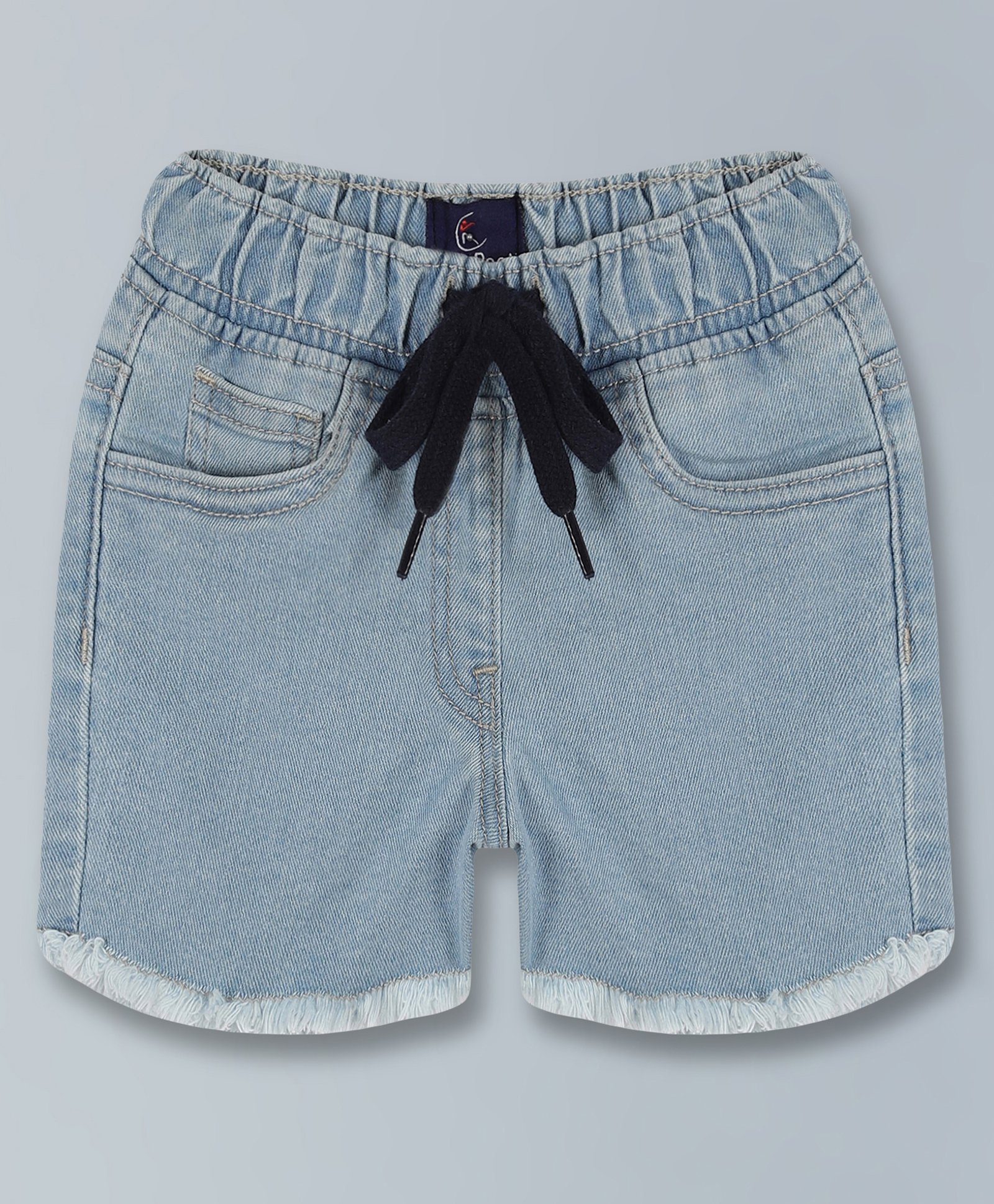Kiddopanti Washed Denim Hot Shorts - Light Blue-image-2