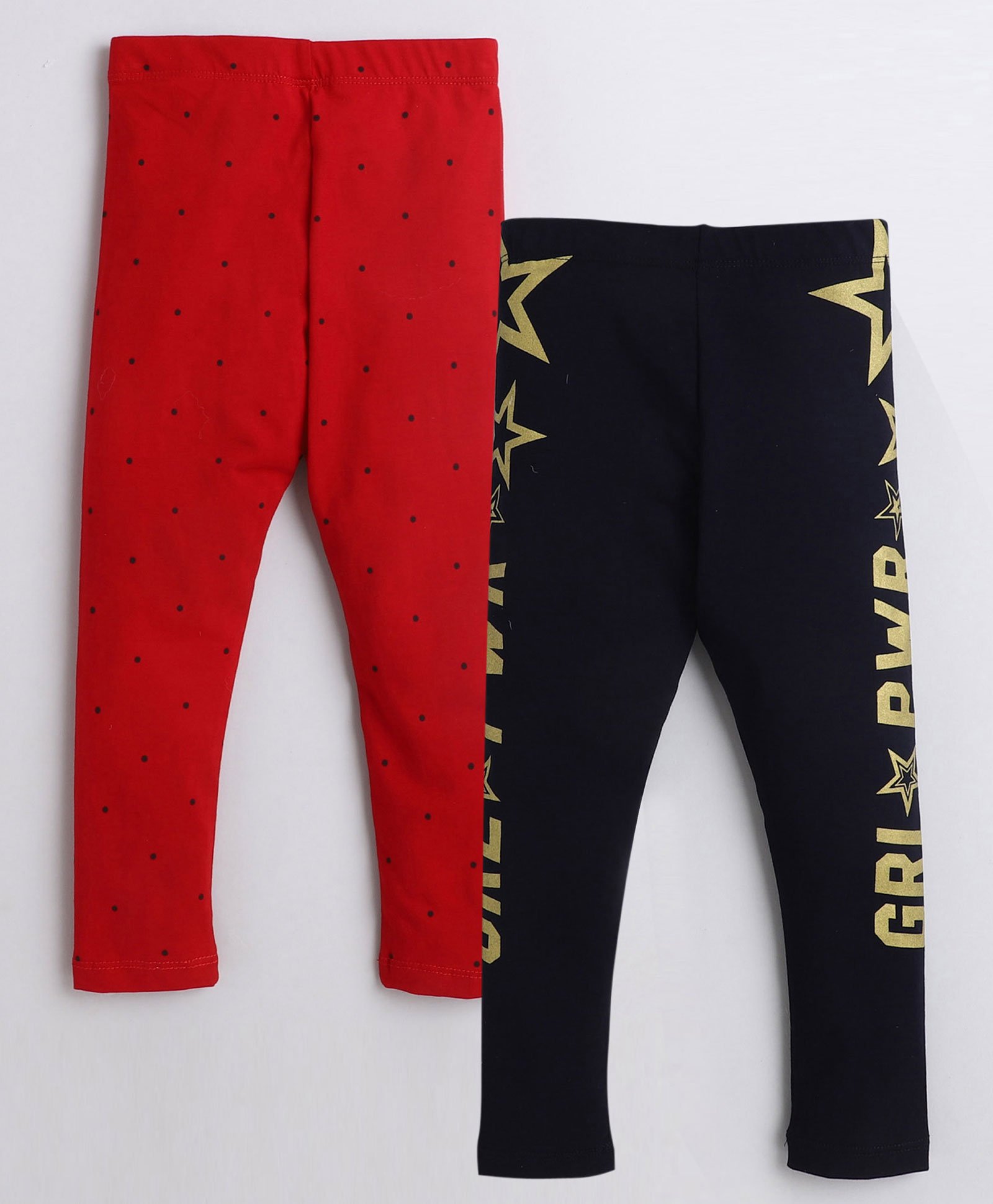 The Sandbox Clothing Co Pack of 2 Girl Power Star & Dot Printed Leggings - Red & Blue-picture-17