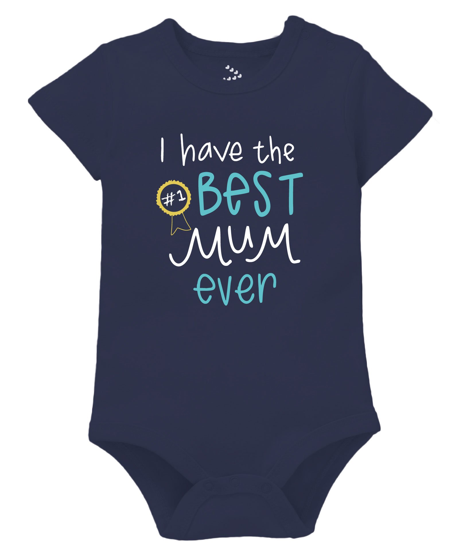 Zeezeezoo Mothers Day Theme Half Sleeves Theme I Have Best Mum Ever Printed Onesie - Navy Blue-picture-27