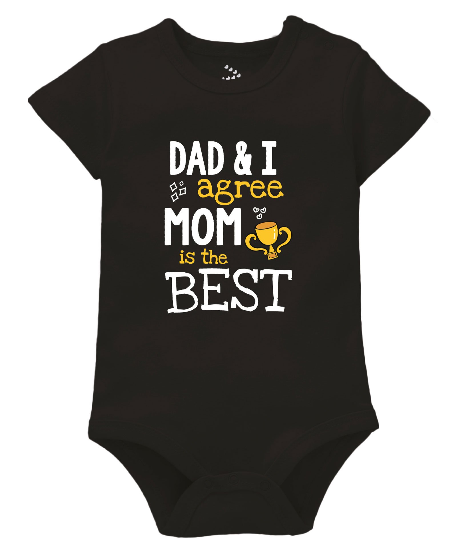 Zeezeezoo Mothers Day Theme Half Sleeves Dad & I Agree Mom Is the Best Printed Onesie - Black-picture-36