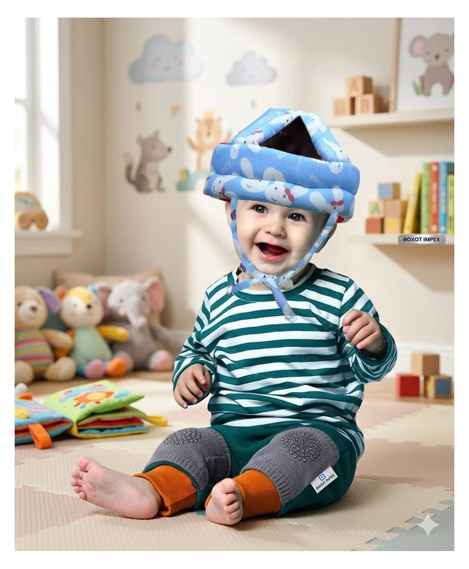 BOXOT IMPEX Baby Safety Helmet & Kneepads-Blue (Color And Print May Vary)-picture-15