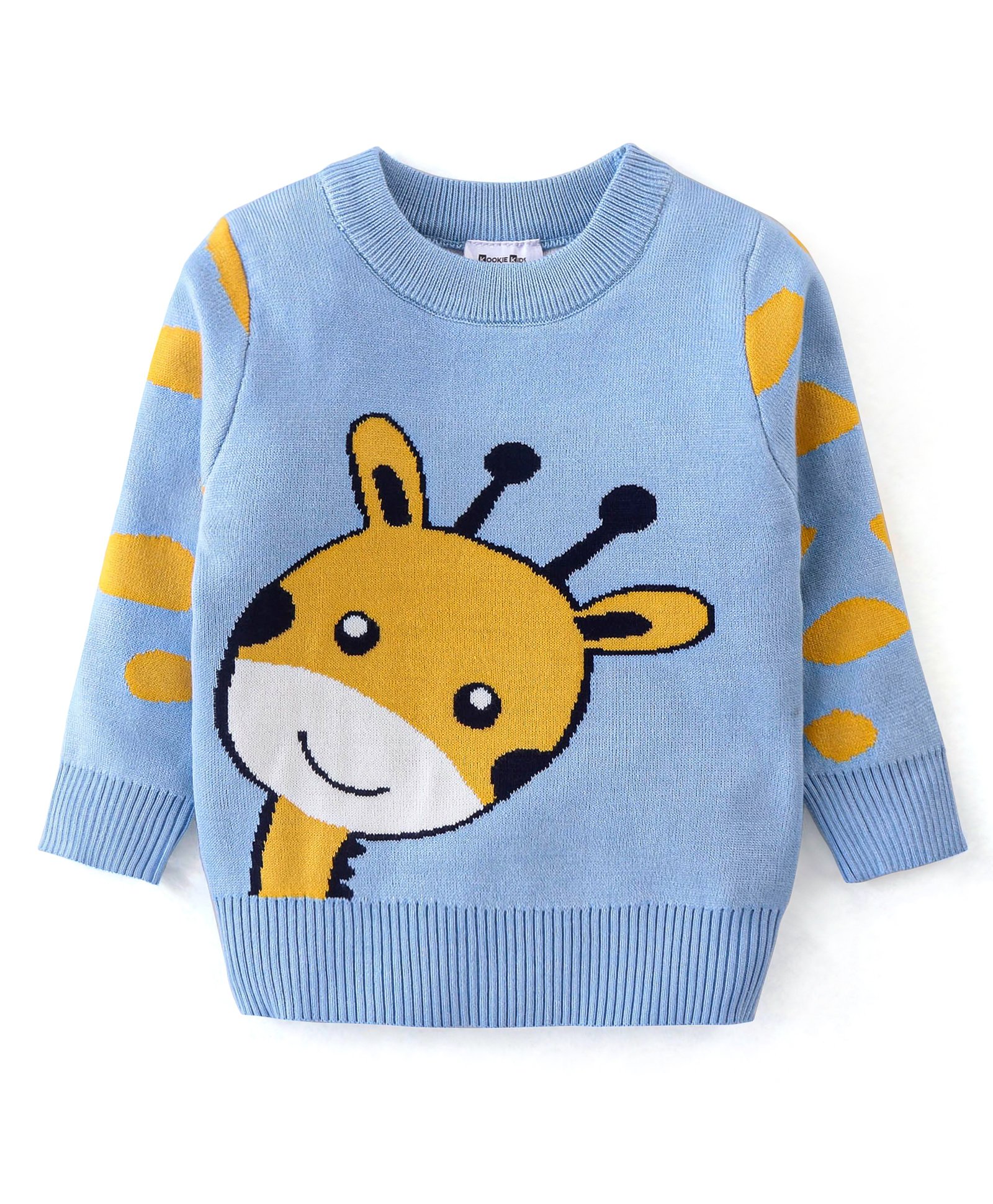 Kookie Kids Full Sleeves Sweater Giraffe Design- Blue-picture-23