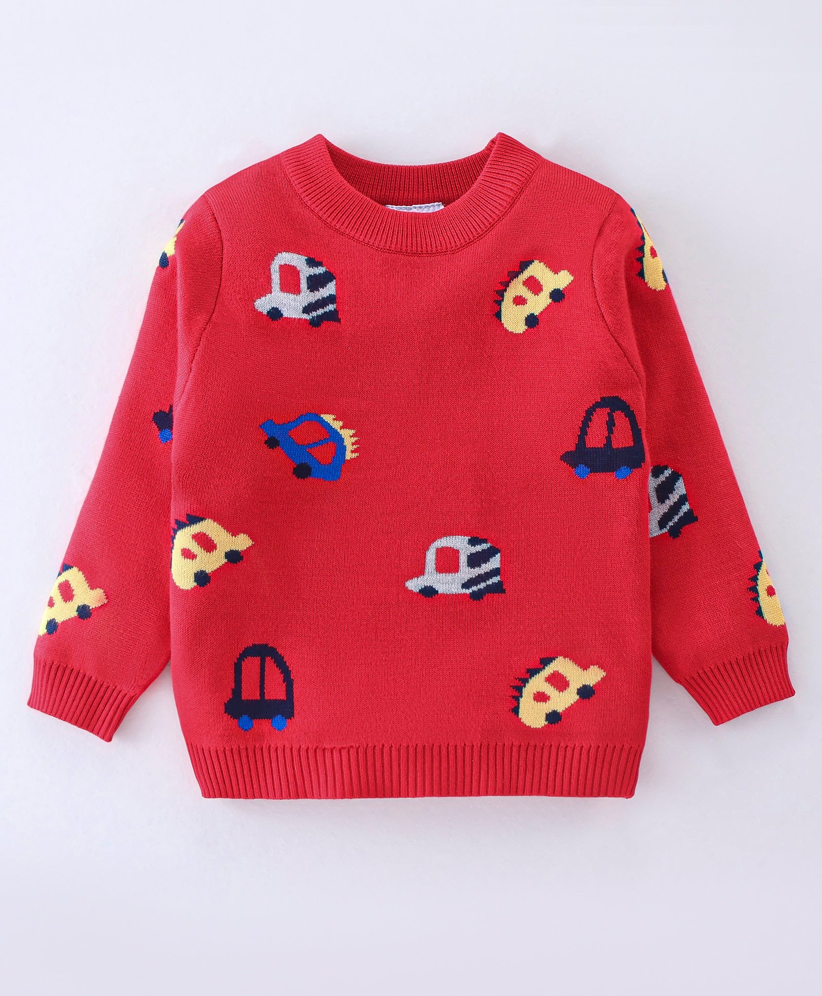 Kookie Kids Full Sleeves Sweater Car Design- Red-image-43