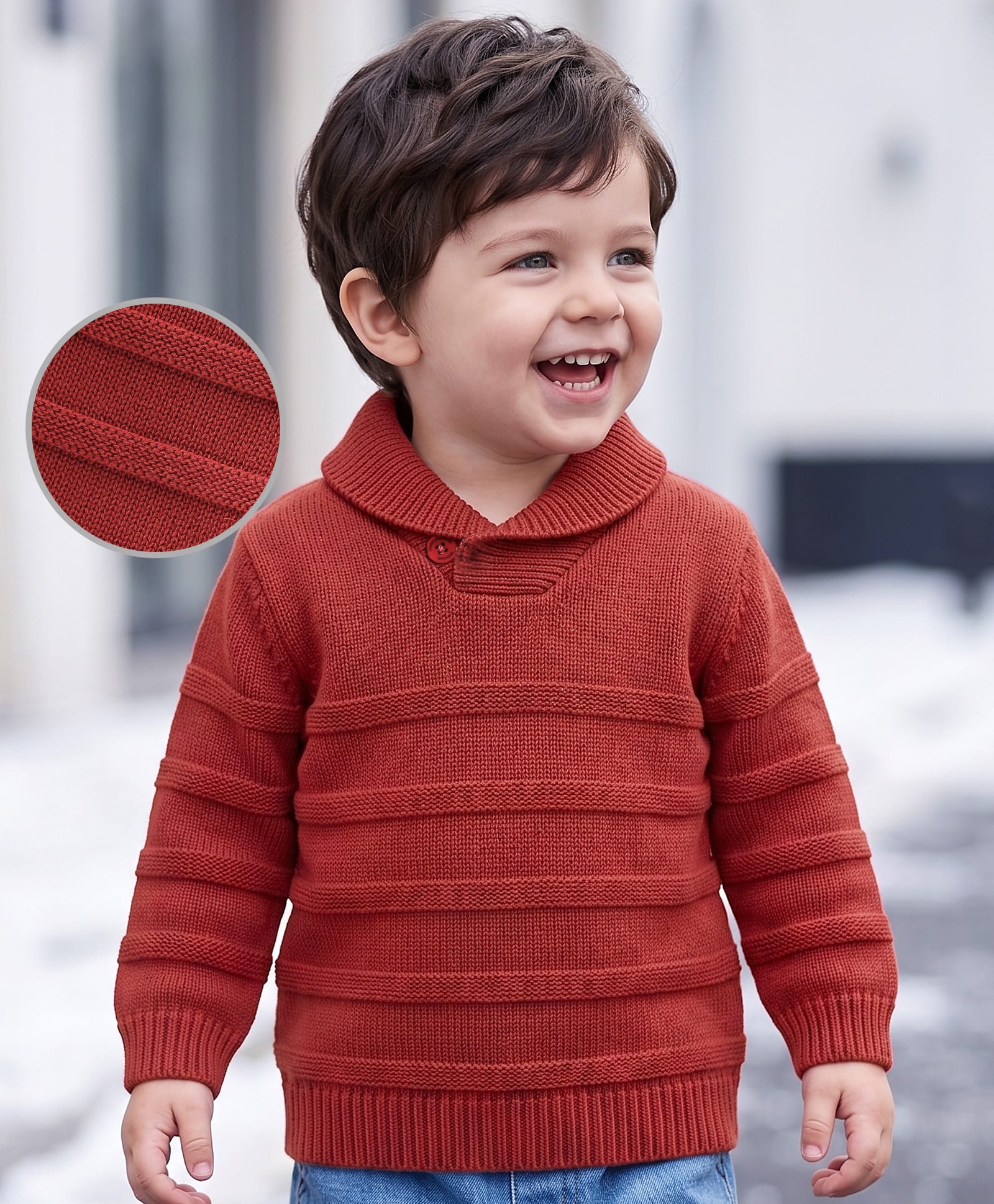 Babyoye 100% Cotton Cable Knit Full Sleeves Pullover Sweater - Red-picture-9
