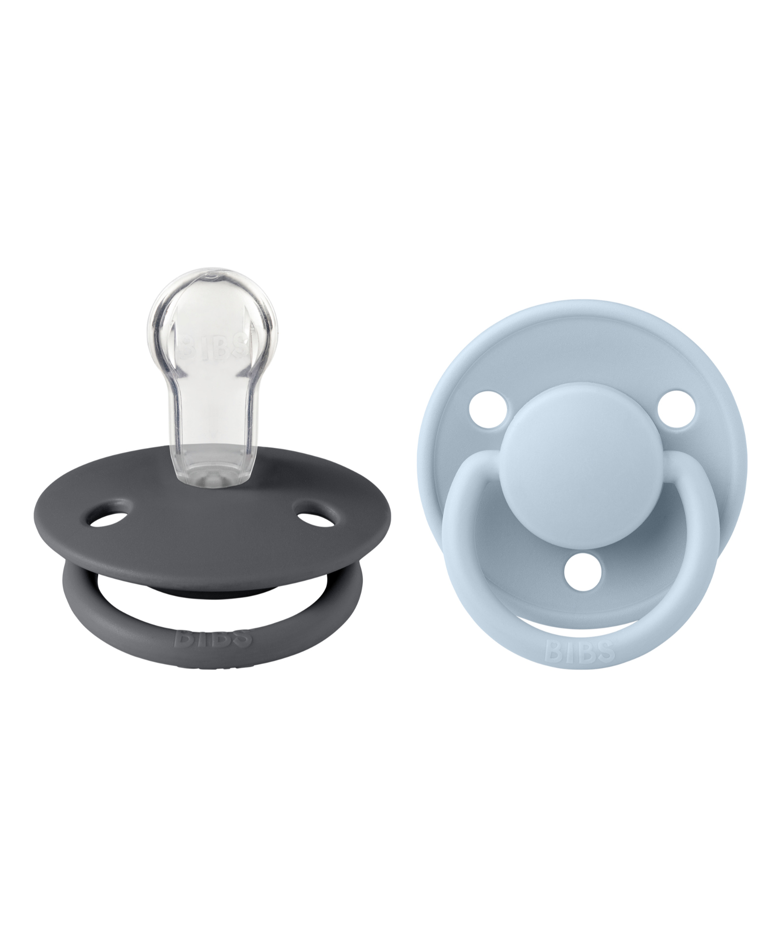 BIBS De Lux Pacifier Soother Round Silicone Nipple Pack of 2 - Iron & Baby Blue-picture-41
