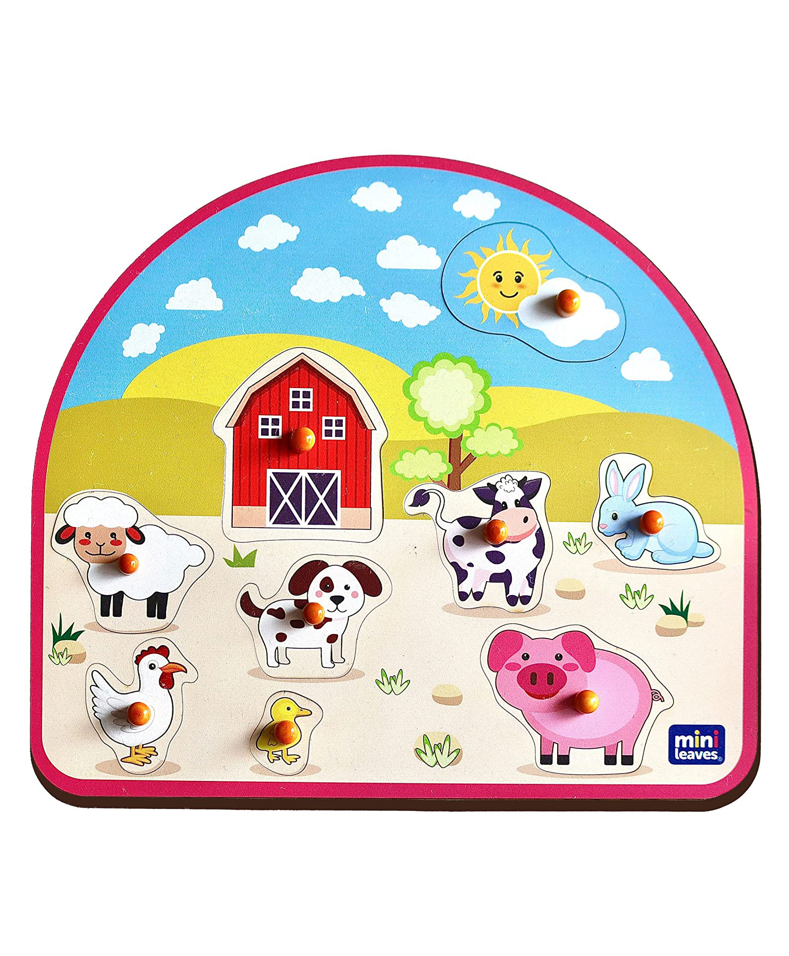 minileaves Mini Leaves Animal Barnyard Wooden Pegged Puzzle - 9 Pieces-picture-38