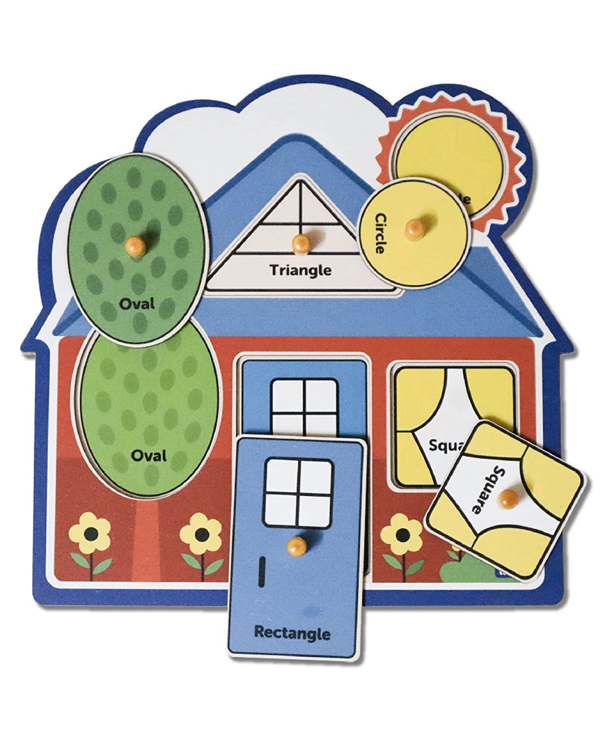 minileaves Mini Leaves My First Shapes Jumbo Wooden Knob Puzzle-Multicolor - 5 Pieces-picture-30