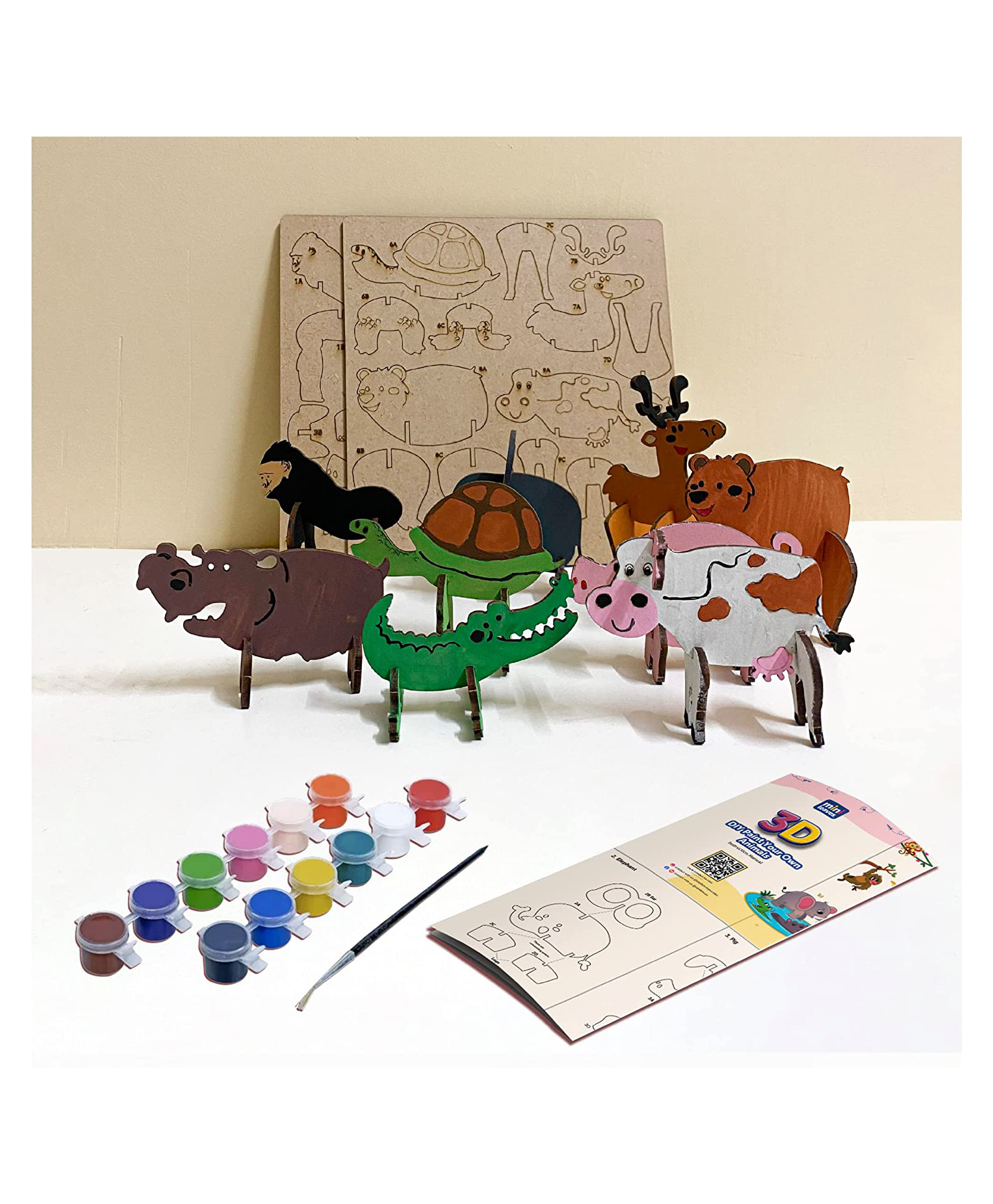 minileaves Mini Leaves 3 D Animals Wooden Diy Art Craft Activity Kit for Kids - 6 Pieces-picture-14