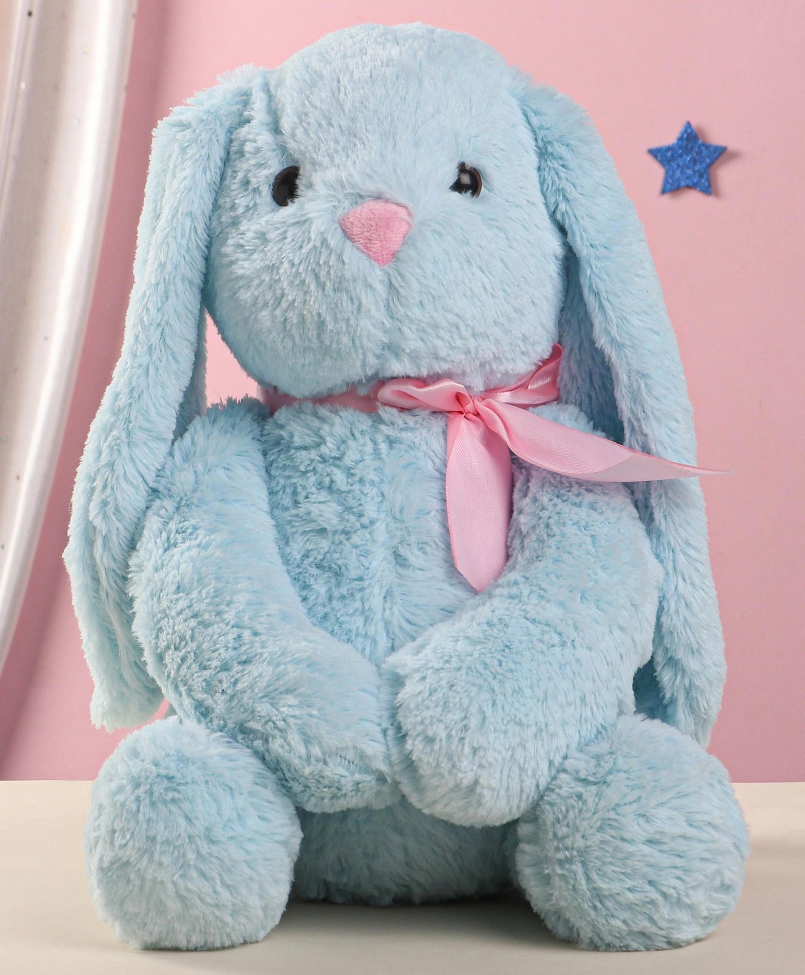 PLAY TOONS Super Soft and Fluffy Sitting Bunny Blue - Height 36 cm-image-8