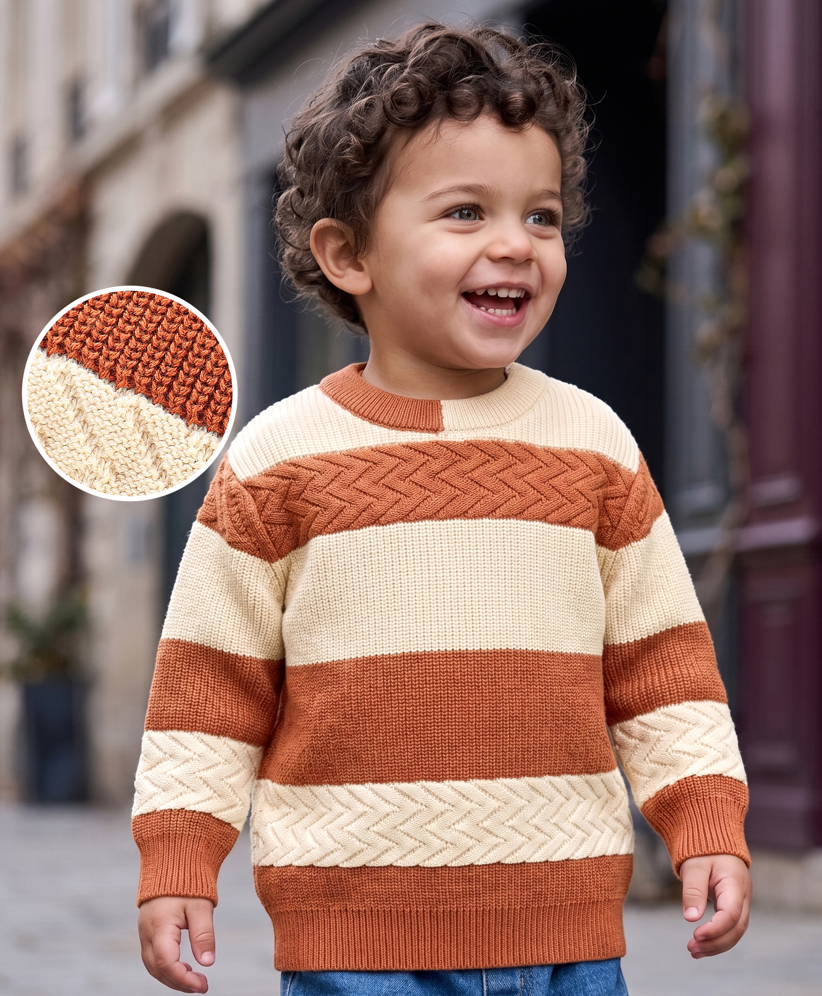 Babyoye 100% Cotton Solid Dyed Full Sleeves Pullover - Brown-image-15