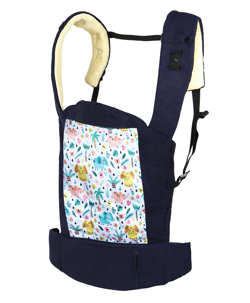 Chinmay Kids 3 Way Baby Carrier With Detachable Bib & Head Cushion Ergonomic Multi Functional Baby Carrier Dark Blue Back Carry-image-14