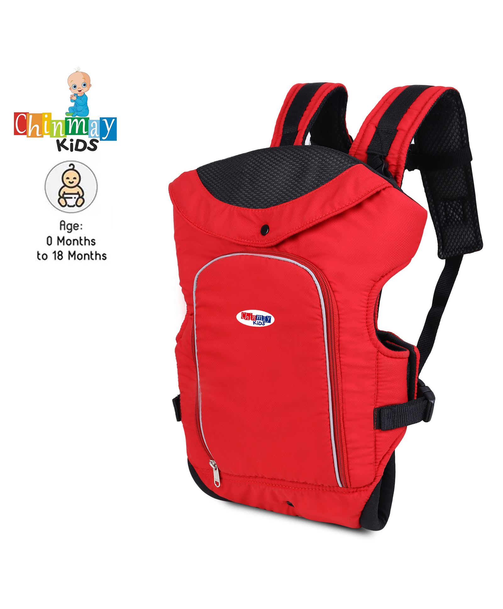 Chinmay Kids Ergonomic Kangaroo Design with Carrying Basket for Front & Back Use for Infant Baby Carrier Back Carry - Red-image-32