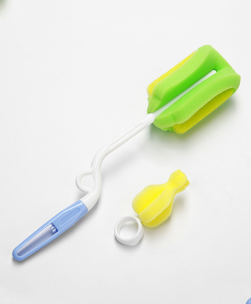 Chinmay Kids 2 Pcs Baby Milk Bottle Brush Nipple Straw Cleaner Sponge - Green-image-32