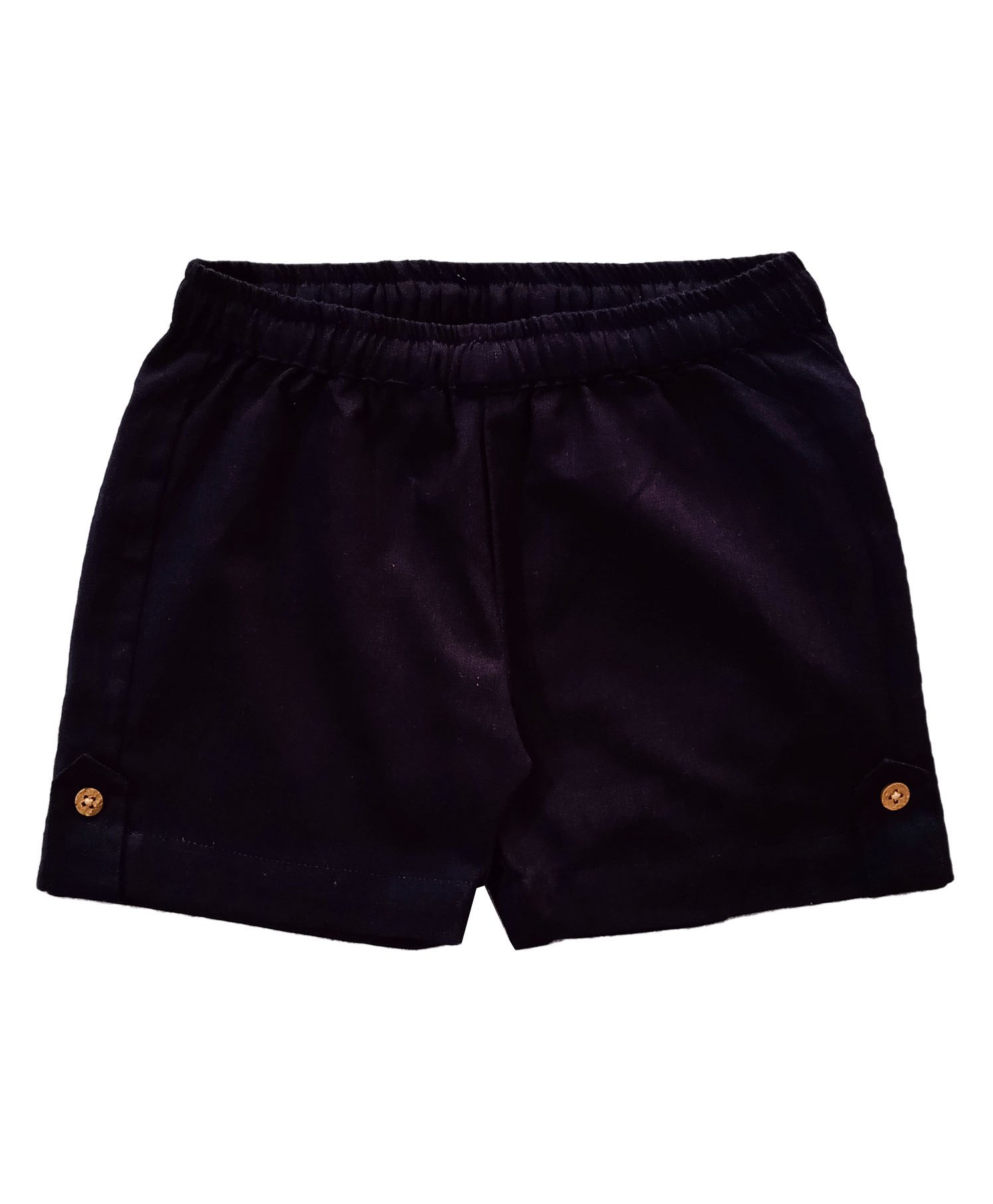 Snowflakes Solid Button Detailed Unisex Shorts - Navy Blue-picture-19