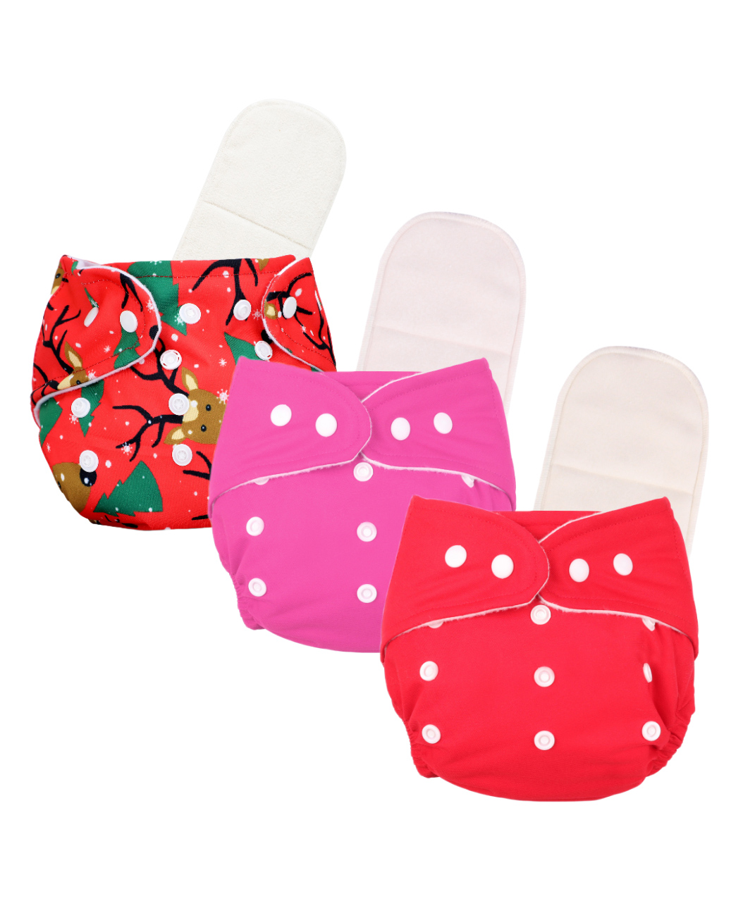 Deedry Cloth Diapers Reusable With Insert Pack of 3 - Multi Color-image-37