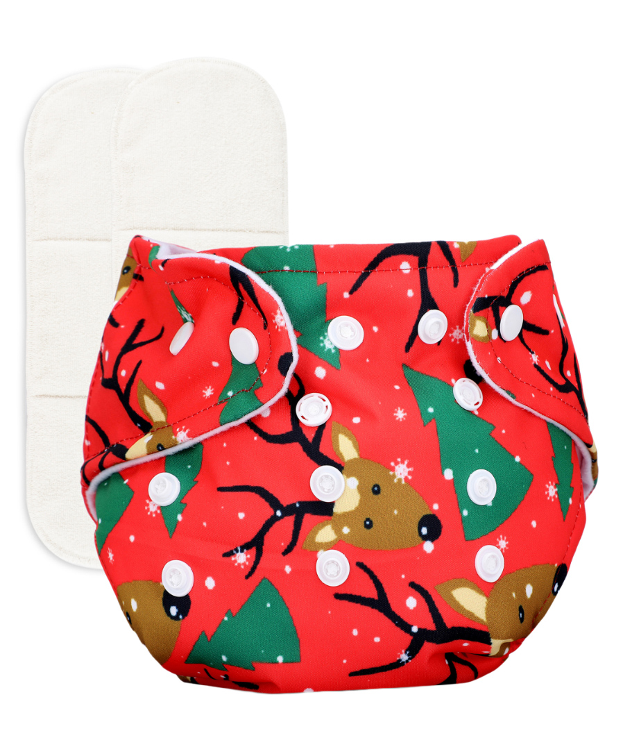 Deedry Reusable Adjustable Cloth Diapers with 2 Inserts - Red-picture-17