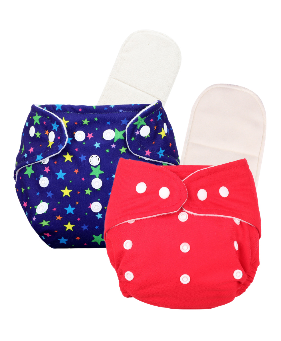 Deedry Cloth Reusable Diapers With Insert Pack of 2 - Red & Blue-picture-23