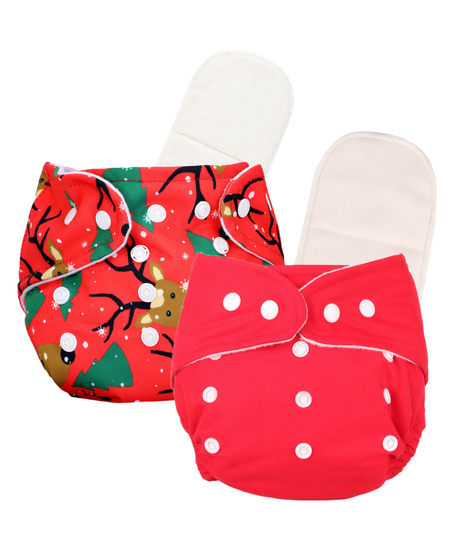 Deedry Cloth Reusable Diapers With Insert Pack of 2 - Red-image-28