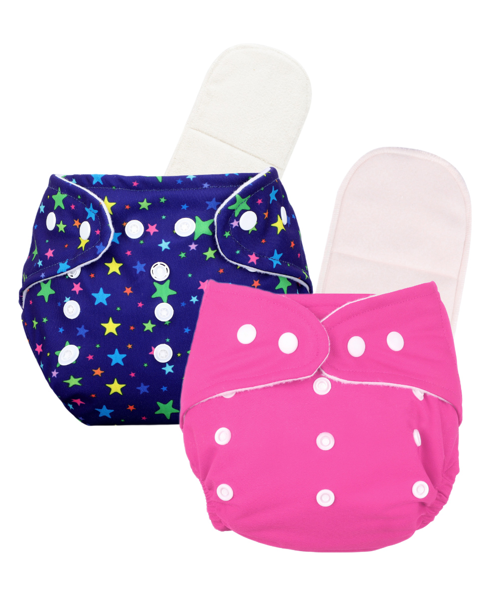 Deedry Cloth Reusable Diapers With Insert Pack of 2 - Blue & Pink-image-19