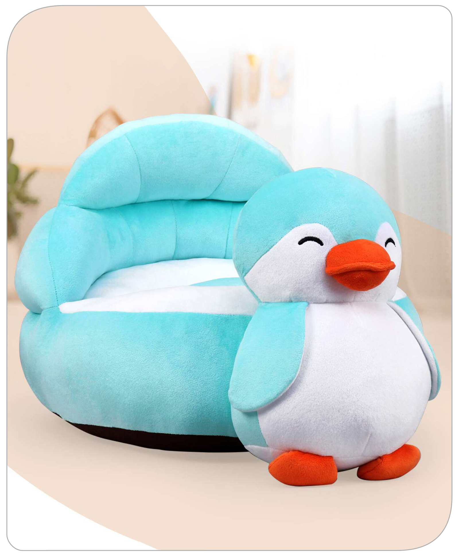 Babyhug Penguin Shaped Soft Seat -  Sky Blue