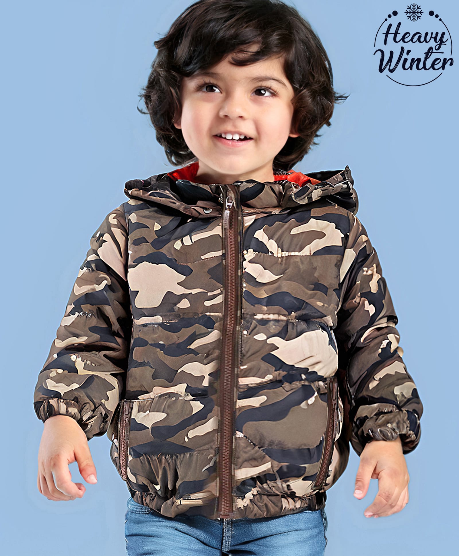 Babyoye Quilted Full Sleeves Hooded Jacket Camouflage Print - Brown-image-27