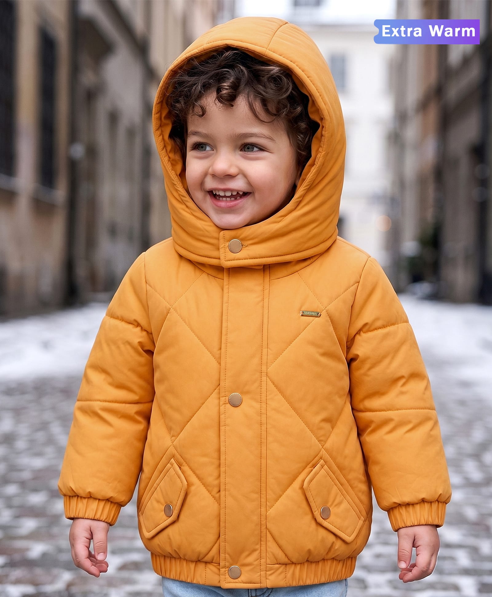 Babyoye Textured Full Sleeves Hooded Jacket - Yellow-picture-27