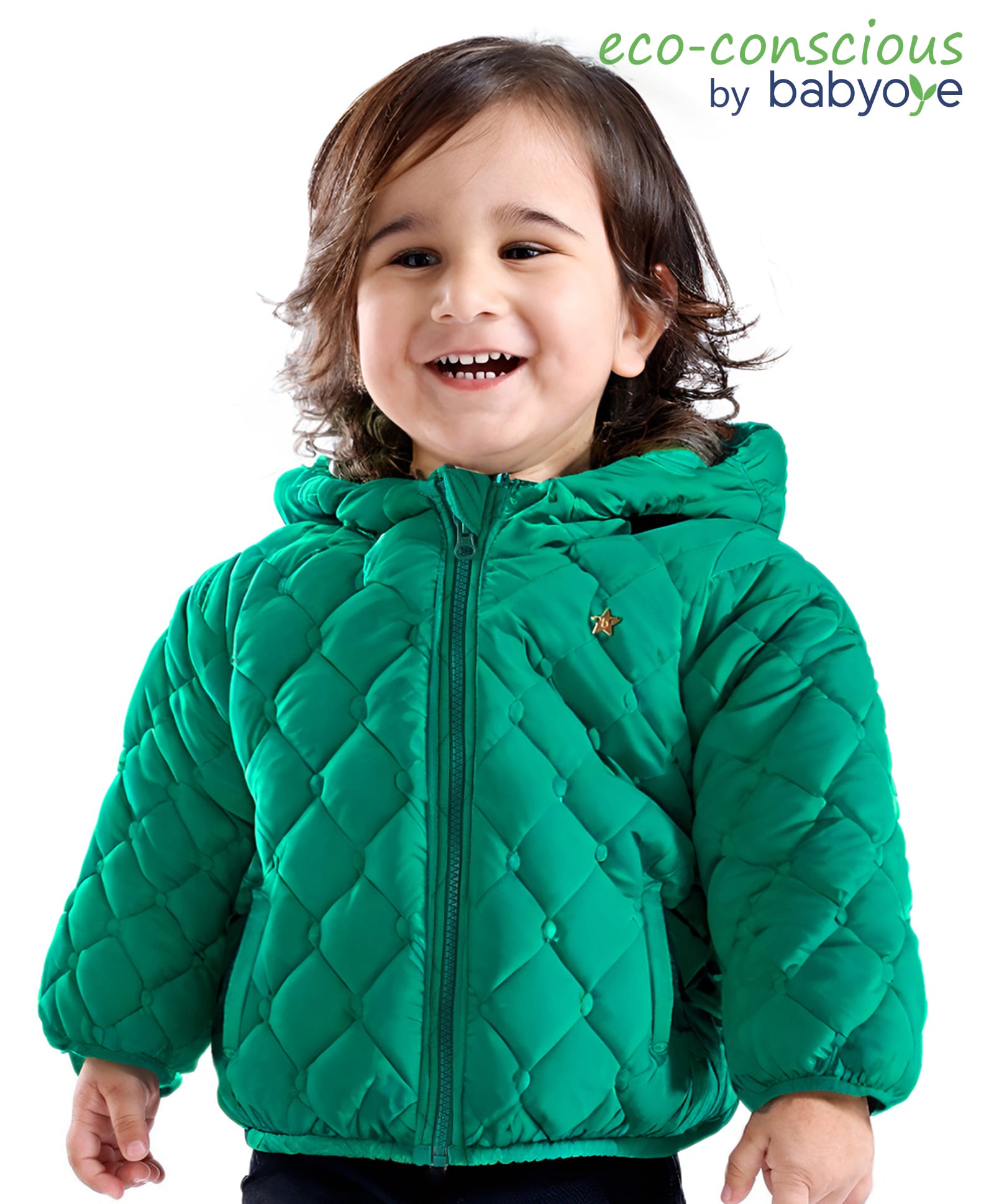 Babyoye Woven Full Sleeves Textured Jacket Solid Colour - Green-image-35