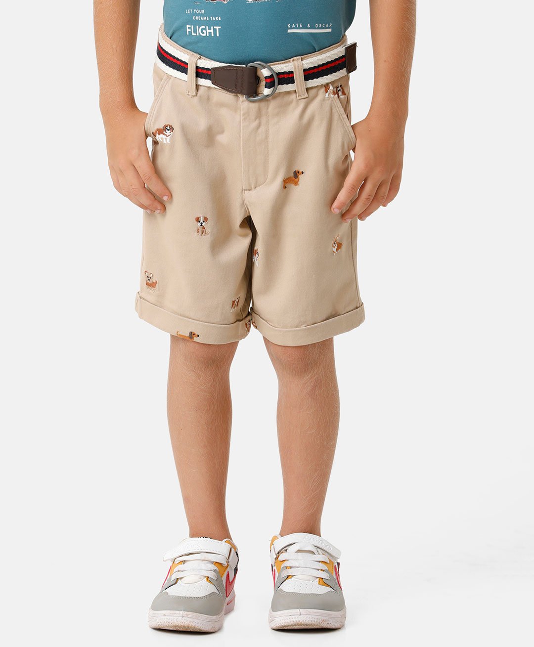 Kate & Oscar Dogs Embroidered Short - Beige-picture-11