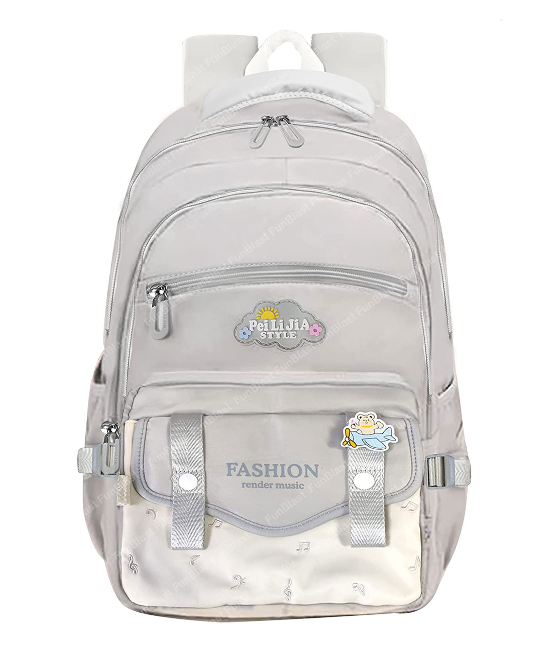 FunBlast Casual Multipurpose School Bag Grey - 18 Inches-picture-48