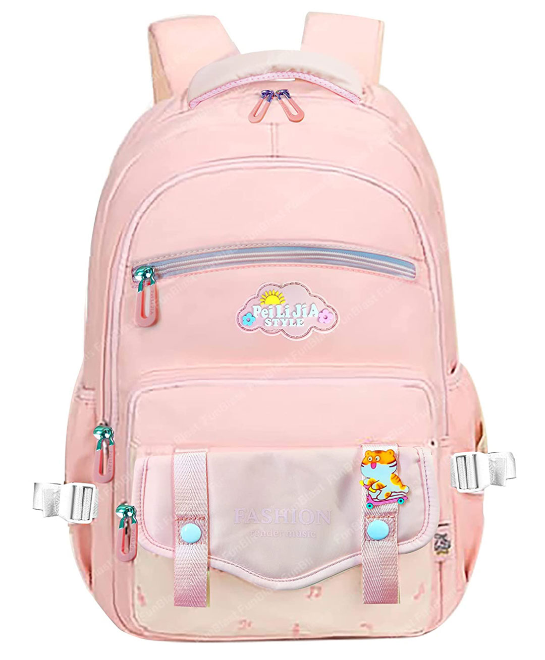 FunBlast Casual Multipurpose School Bag Pink - 18 Inches-image-30