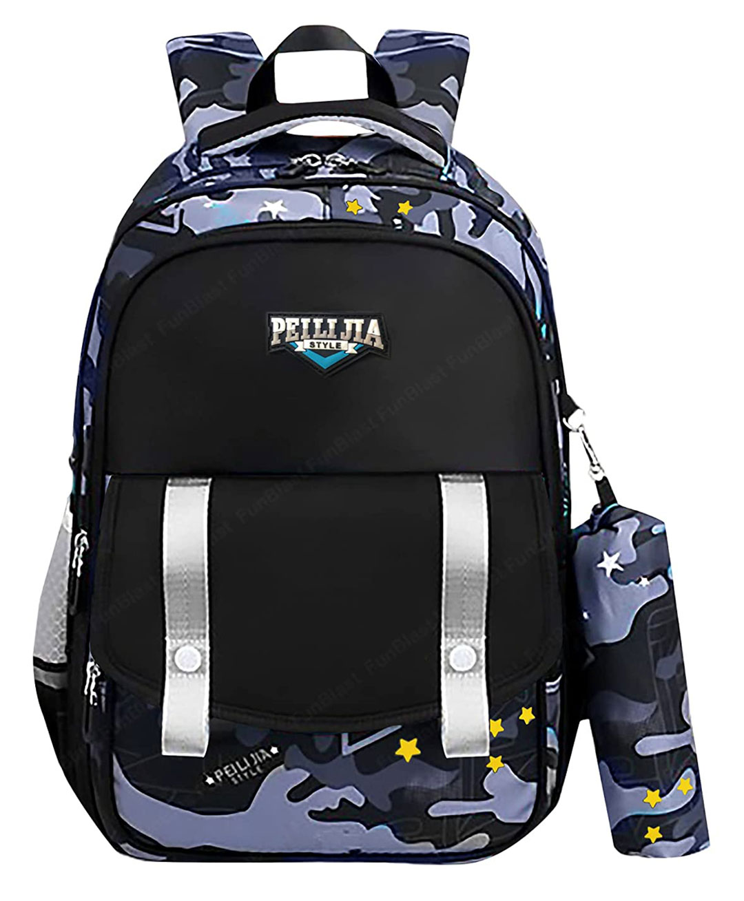 FunBlast Multipurpose School Bag With Pencil Pouch Black - 16 Inches-picture-38