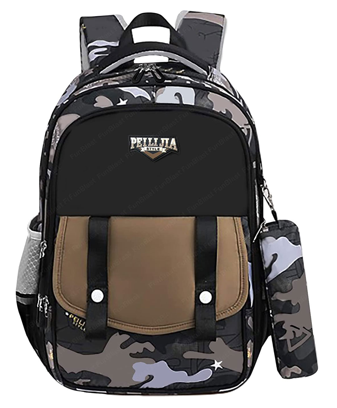 FunBlast Multipurpose School Bag With Pencil Pouch Black & Brown  - 16 Inches-picture-37