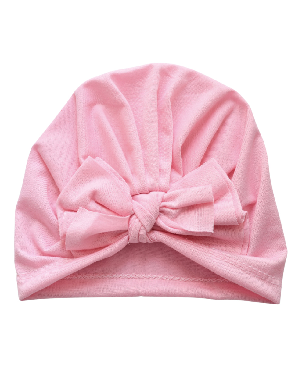THE LITTLE LOOKERS Unisex Soft Hosiery Turban Bow Knot Cap Light Pink - Diameter 18 cm-image-9