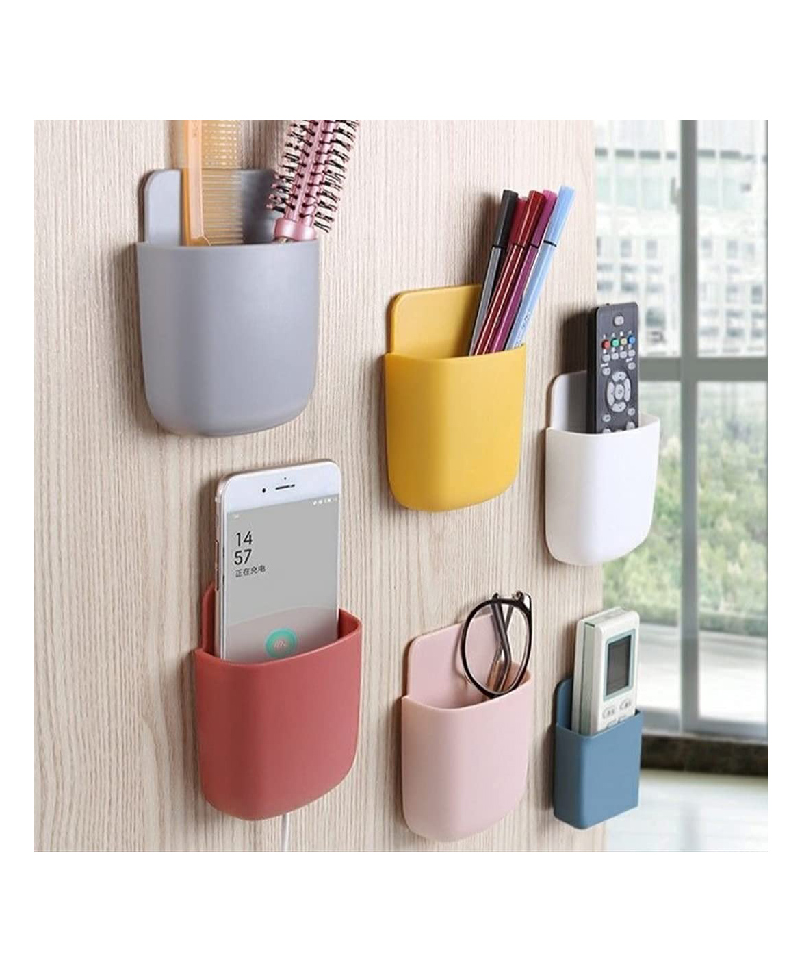 BOXOT IMPEX  Mini Multipurpose Wall Holder with Mobile Charging Point Plastic Pack of 6 (Color May Vary)-image-9