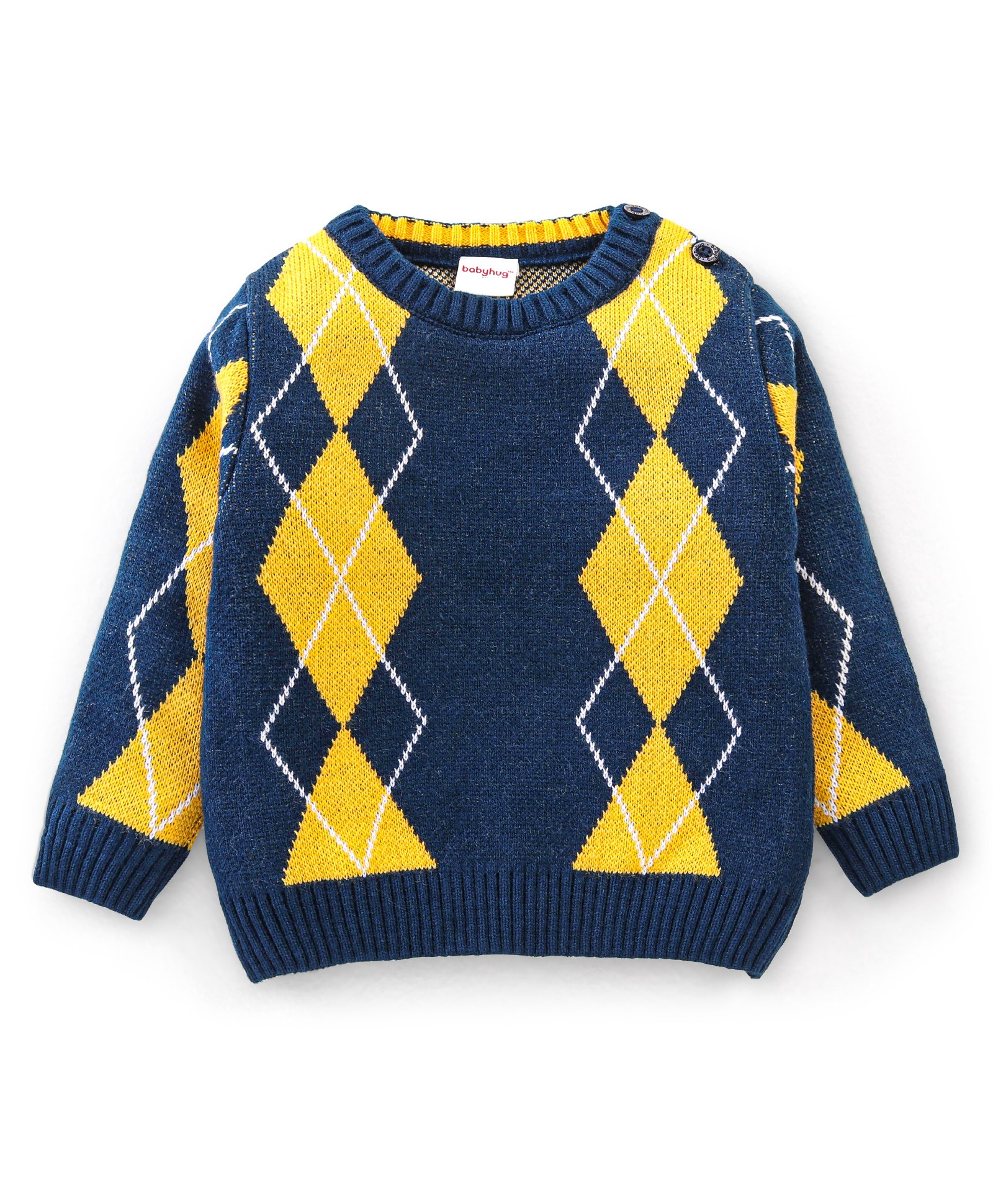 Babyhug 100% Acrylic Knit Full Sleeves Sweater With Kite Print - Navy Blue & Yellow-image-27