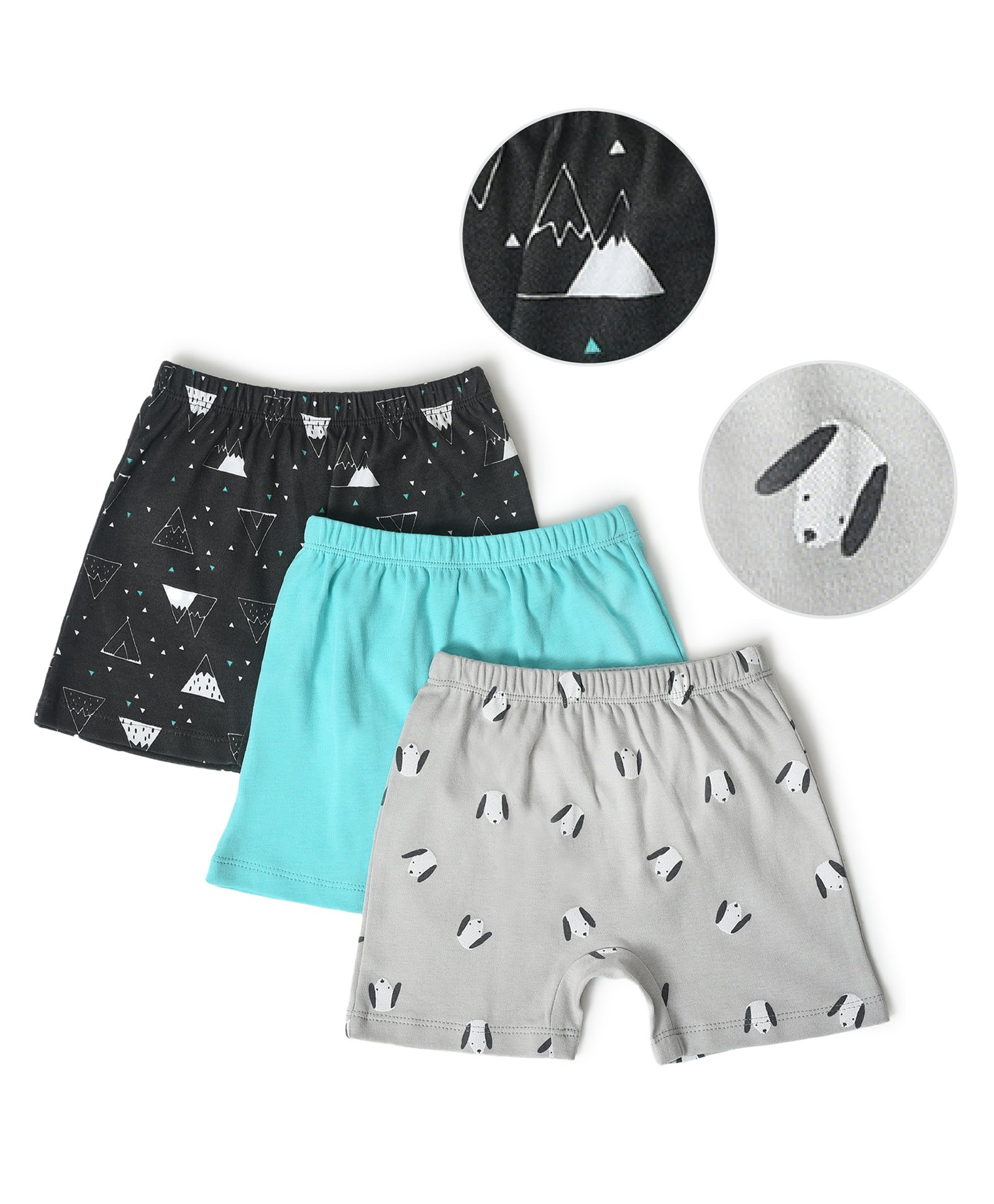 Mi Arcus  Cotton Dog & Abstract Print Shorts Pack of 3 Black,Grey & Blue-picture-11