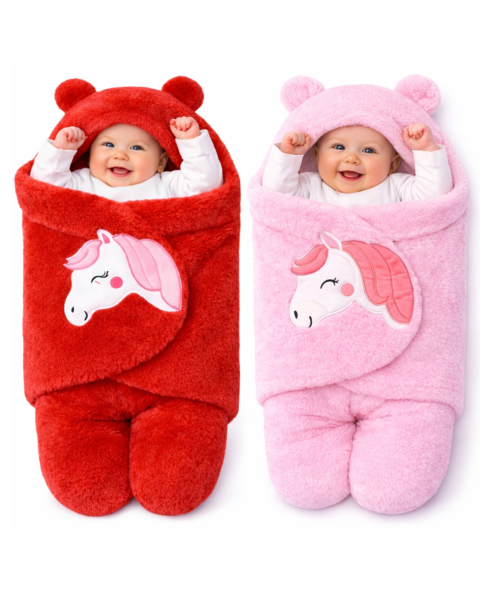 Brandonn Wearable Hooded Baby Swaddle Blanket Pack of 2  - Red & Pink-picture-28