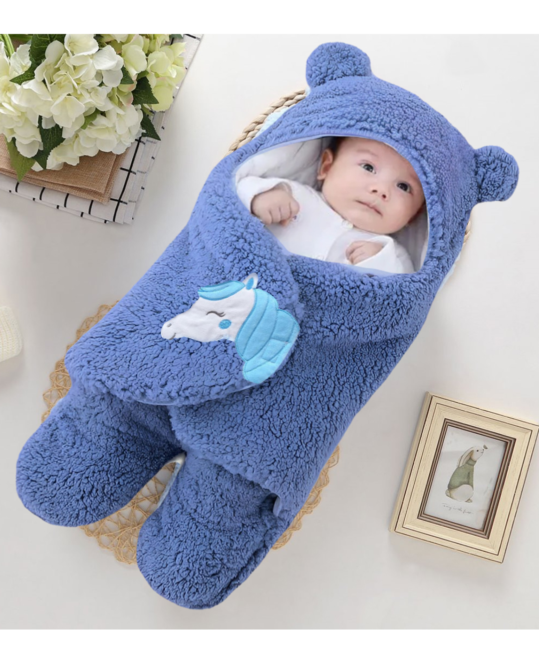 Brandonn Wearable Hooded Baby Swaddle Blanket - Turquoise Blue-image-32