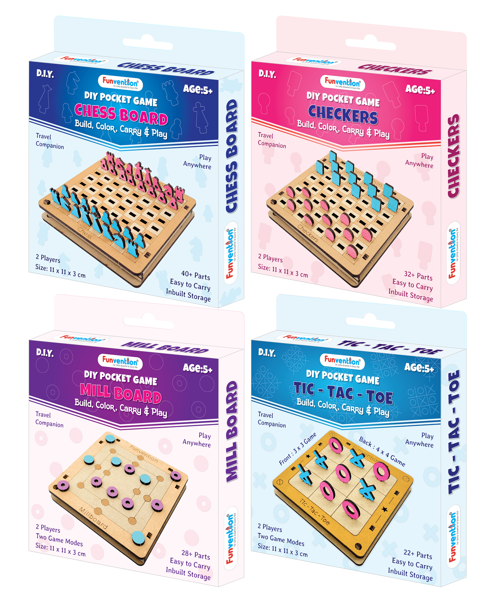 Funvention Set Of 4 DIY Pocket Travel Games - Multicolour-image-21