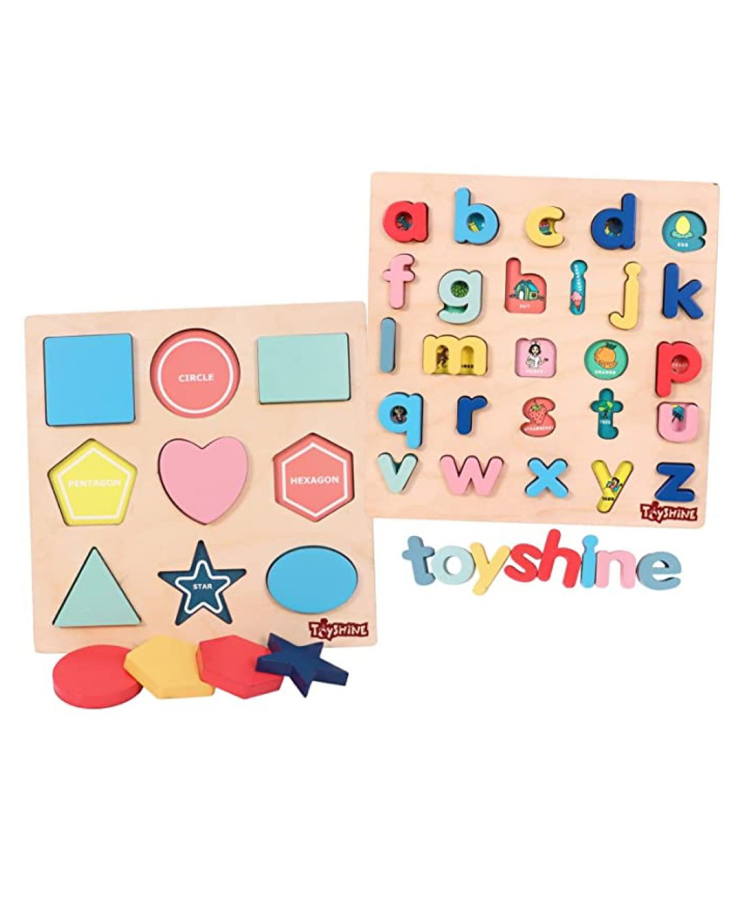 Toyshine Wooden Combo of Small ABC and Shape Puzzle Toy - 59 Pieces-picture-15
