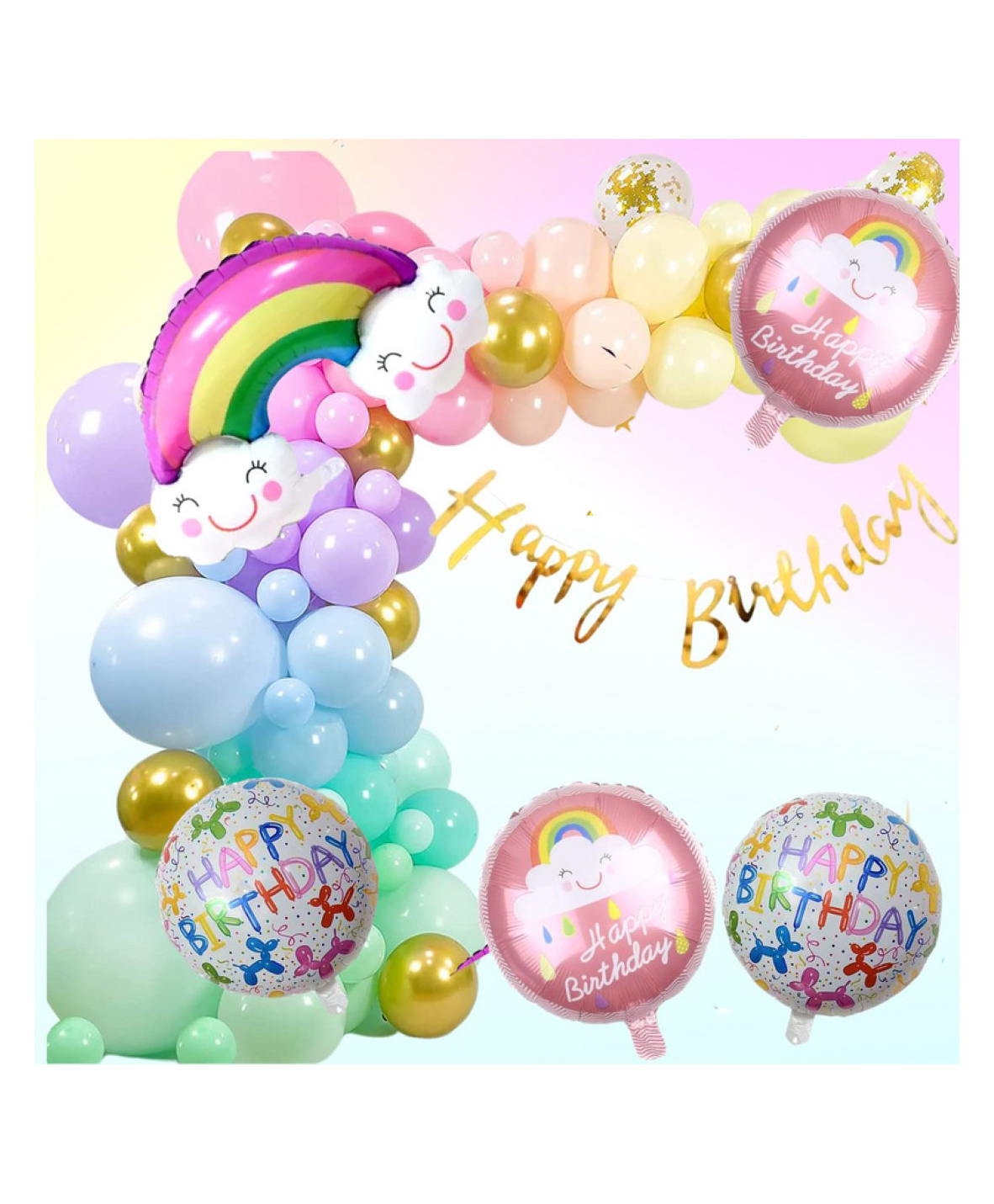 Puchku Happy Birthday Rainbow Foil Balloon - Pack of 68-image-31